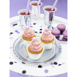 Papírové talířky stříbrné -23 cm - 6ks